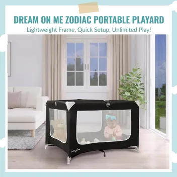 Dream on Me Zodiak Portable Playard w/ Carry Bag and Removable Padded Mat (Grey/Pink)