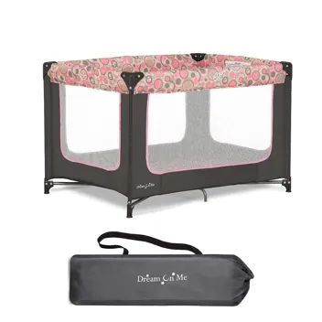 Dream on Me Zodiak Portable Playard w/ Carry Bag and Removable Padded Mat (Grey/Pink)