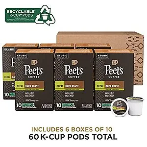 [S&S]: 10-Count Peet's Coffee Dark Roast Coffee K-Cup Pods (Decaf House Blend) (24.1¢ / pod)