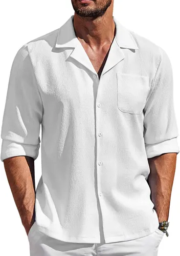 Coofandy Textured Wrinkle Free Casual Button Down Shirt