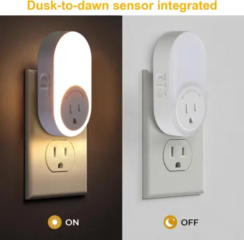 Adjustable Plug-in Night Lights with Pass-Through Outlet