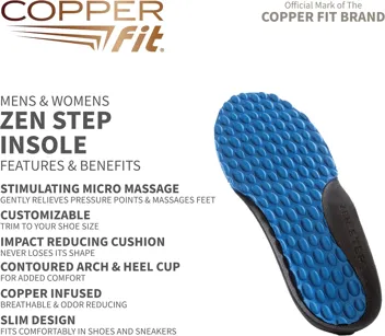 Copper Fit Zen Step Comfort Insole (Size 8-14, Blue)