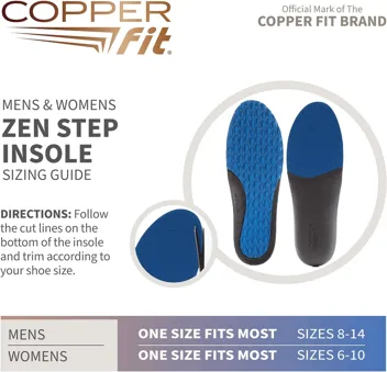 Copper Fit Zen Step Comfort Insole (Size 8-14, Blue)