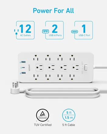 Surge Protector Power Strip with 12 Outlets