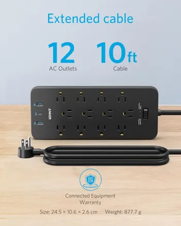 12 Outlets Surge Protector w/ 3 USB-C Ports