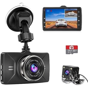 Penemay 1080p Dash Cam w/ Backup Rear Camera & 32GB MicroSD Card