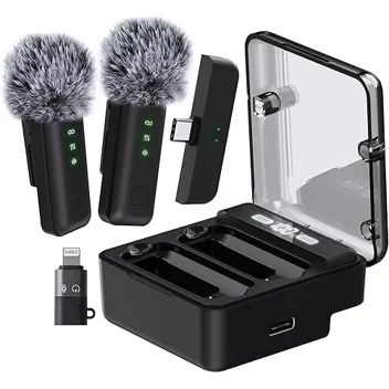 Ivanky 2-Piece Wireless Lavalier Microphone with Charging Case