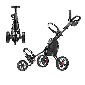 3-Wheel Caddytek CaddyLite V3 Foldable Golf Push Cart (Black)