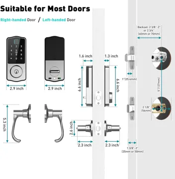 KPP 8-in-1 Front Door Smart Lock Set w/ Keypad Door Lock