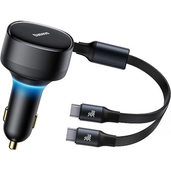 Baseus 33W 2-in-1 USB-C Car Charger w/ 2x Retractable Type-C Cables