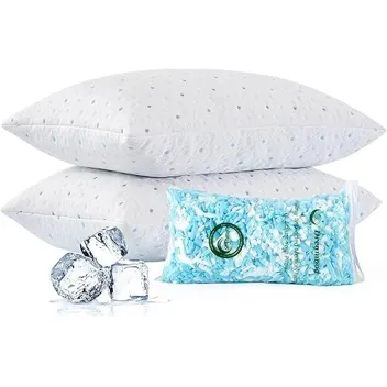 Queen Cooling Shredded Memory Foam Pillows with Cover, Extra Stuffing