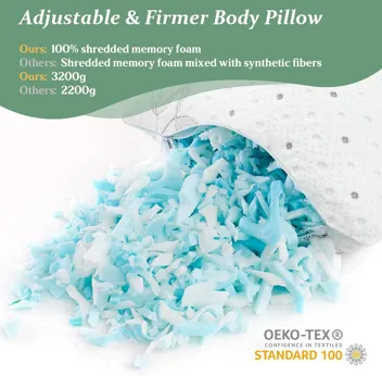 Dreamood Queen Cooling Shredded Memory Foam Pillows with Cover, Extra Stuffing
