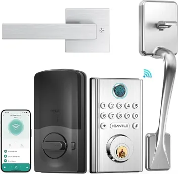 Heantle Keyless Entry WiFi Smart Door Lock Set with Fingerprint & Keypad Unlock