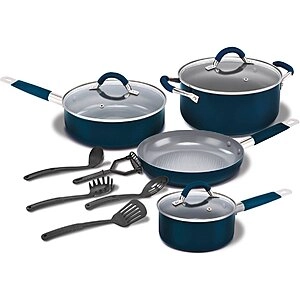 12-Pc Bella Pro Series Cookware Set (Ink Blue, Induction Compatible)