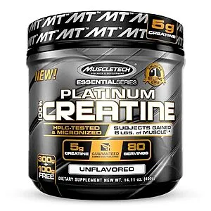 Creatine Monohydrate Powder MuscleTech Platinum Pure Micronized Muscle Recovery + Builder (80 Servings)