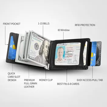 Kaifong RFID Blocking Slim Wallet w/ Money Clip