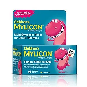 MYLICON Children's Tummy Relief for Kids, 24 Cherry Flavored Chewable Tablets