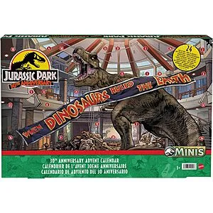 30-Piece Jurassic Park 30th Anniversary Advent Calendar w/ Mini Dinosaurs & Accessories