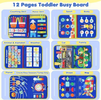 URMYWO Busy Board for Toddlers, Montessori Toys for 1 2 3 4 Year Old Toddlers Busy Book Preschool Learning Activities