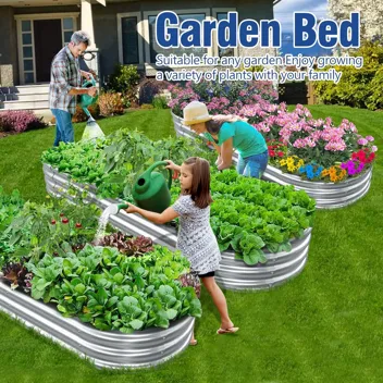 Mofeez 96" x 48" x 12" Galvanized Raised Garden Bed