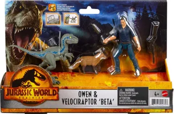 Jurassic World Dominion Human and Dino Pack, Owen & Velociraptor Beta