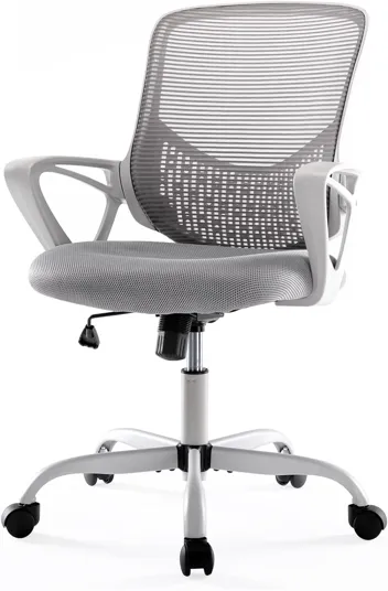 Office Chair Ergonomic Computer Desk Chair Mesh Mid-Back Height Adjustable Swivel Chair with Armrest for Home Study Meeting, Black