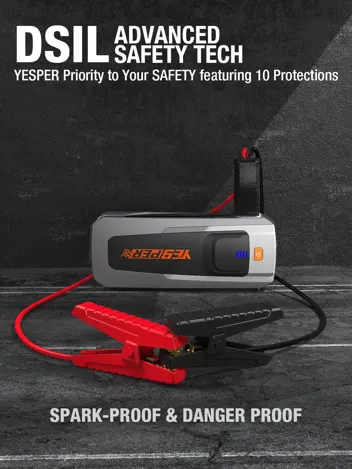 Yesper X1 2000A Peak 12000mAh 12V Jump Starter (Up to 8L Gas, 6L Diesel)