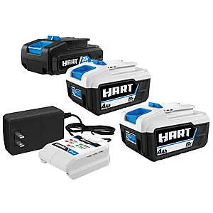 HART 20-Volt 4Ah and Charger Starter Kit and 2Ah Battery Bundle