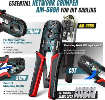 7-in-1 Ethernet Crimping Tool Kit w/ RJ45/RJ11 & Punch Down Tool