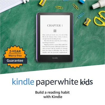 Amazon Paperwhite Kids 16GB 6.8" Backlit eReader + Cover w/ 1 year of Amazon Kids