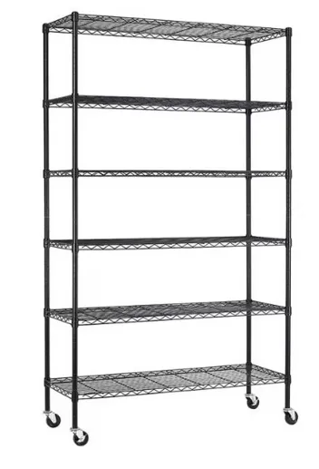 BestOffice 18"x48"x82" 6-Tier Wire Shelving Unit with Wheels