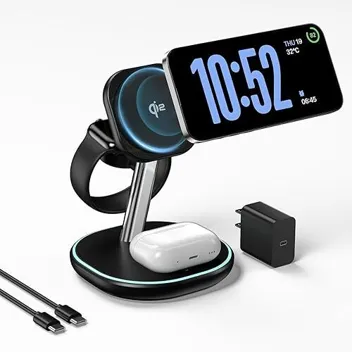 3-in-1 15W Qi2 Wireless Charging Station with Adapter