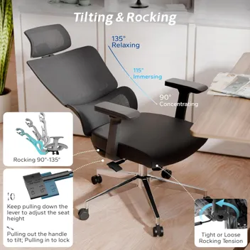 Sichy Age Ergonomic Office Chair with Lumbar Support & Headrest