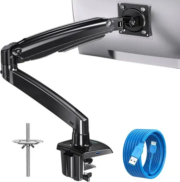 Gas Spring Swivel Mount Single 13-35" Monitor Arm w/ USB Port