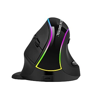 Digital Ergonomic Mouse with Wireless Connection, Removable Palm Rest, Thumb Buttons, Rechargeable Battery,