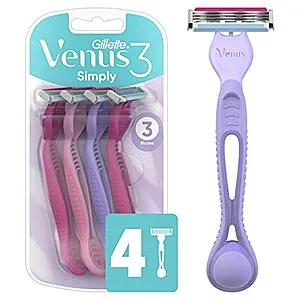 Venus Simply3 Disposable Razors, 4 Count