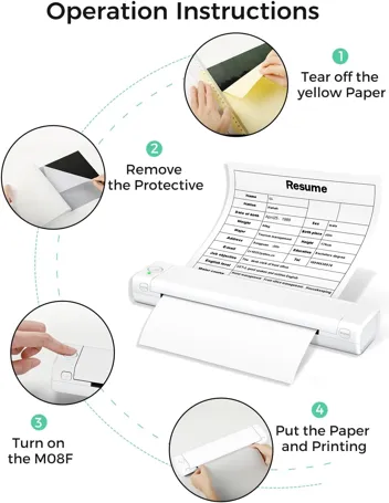 Phomemo M08F-Letter Portable Bluetooth Inkless Thermal Printer (Supports 8.5" x 11")