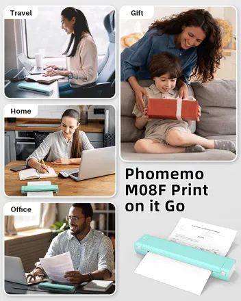 Phomemo M08F-Letter Portable Bluetooth Inkless Thermal Printer (Supports 8.5" x 11")