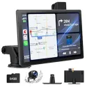 Volam RC13 9'' Wireless Apple Carplay & Android Auto Portable Car Stereo w/ 2.5K Dash Cam, 1080p Backup Cam