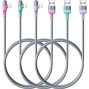 6ft iPhone Charger 90 Degree Right Charging Cord, Apple MFi Certified