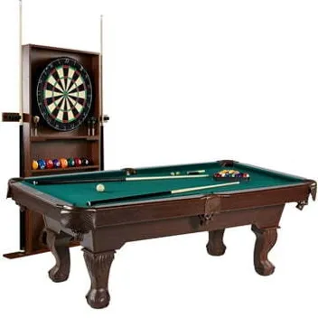 Barrington Billiards 90" Ball and Claw Leg Pool Table with Cue Rack, Dartboard Set