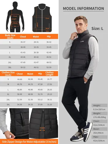 Ponsonbay Men's Lightweight Heated Vest w/ Battery Pack