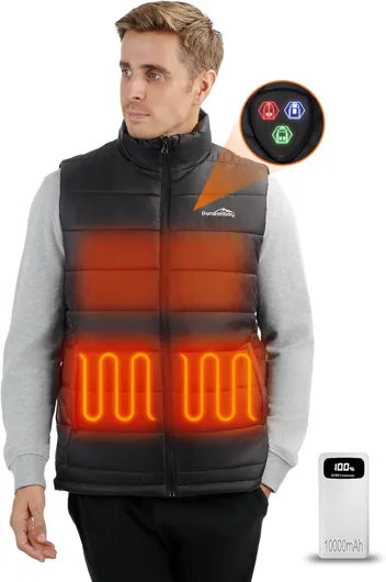 Ponsonbay Men's Lightweight Heated Vest w/ Battery Pack