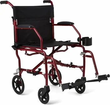 Lightweight Foldable Adult Transport Wheelchair (Red)