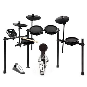 Nitro Mesh Kit - Electronic Drum Set with Quiet Mesh Pads, USB MIDI, Kick Pedal and Rubber Kick Drum, 40 Kits, 385 Sounds, Drum Lessons