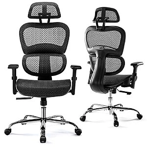 JHK Ergonomic High Back Swivel Mesh Office Chair (Night Black)