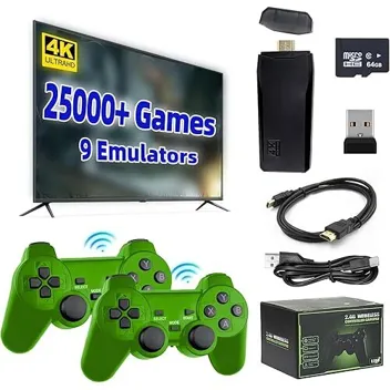 Pounsaya 25k+ Games 9-Emulator Gaming Console with 2x Wireless Controllers