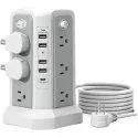 Passus 10ft 12-Outlet Surge Protector Power Strip Tower w/ 5x USB Ports