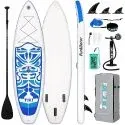 10ft Inflatable Ultra-Light Stand Up Paddle Board Kit (Red/Golden/White)