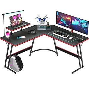 51" x 51" Homall L-Shaped Corner Computer Desk w/ Monitor Riser (Black)